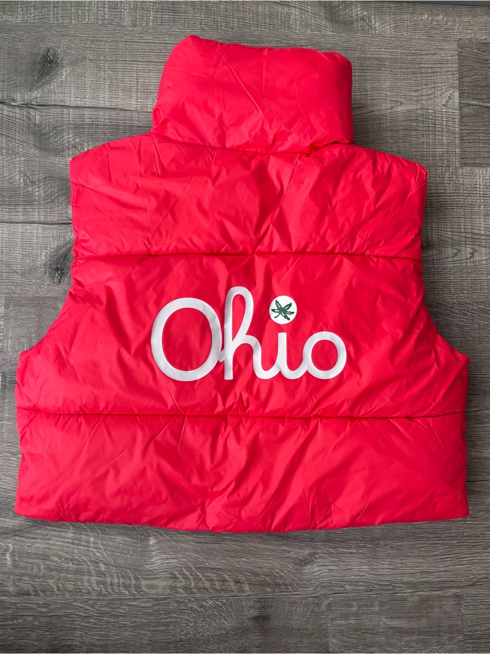 Ohio State Script Crop Puffer Vest